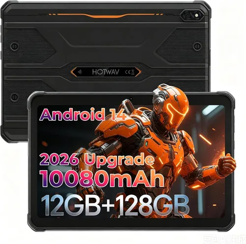 Vista 10 de HOTWAV Tablet rugosa Android 14 de R8, 10,1" tableta impermeable de Incell Negro