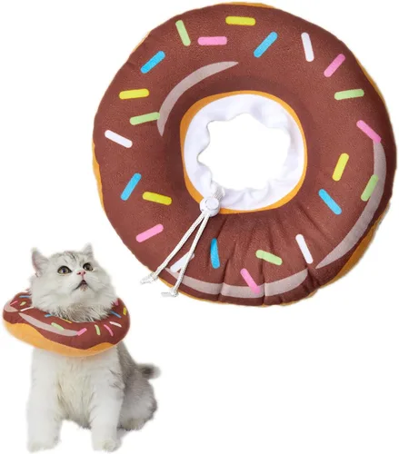 Amakunft - Collar de cono ajustable para gatos, collar de recuperación suave para gatitos y gatos (Donut, S (cuello: 5-10 pulgadas)