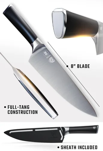 Vista 6 de Dalstrong Vanquish Series - Cuchillo de chef de 8 pulgadas - Acero alemán forjado de alto carbono - Mango POM - Cuchillo de cocina profesional