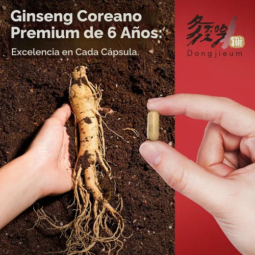 Vista 5 de Ginseng rojo coreano (raíz de 6 años) (ginsenósido mejorado) 120 cápsulas veganas