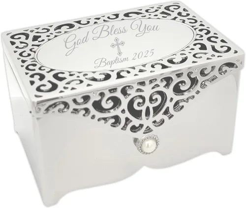 Vista 7 de Cherished Moments Caja de recuerdo rectangular pequeña de filigrana personalizada con mensaje grabado personalizado para regalo SWEET de 16