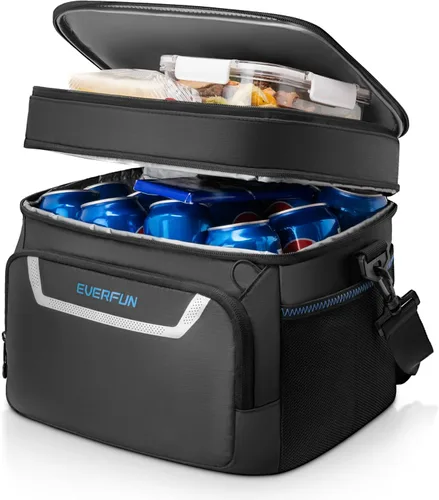 EVERFUN Small Compact Cooler Bag 24/48 Can Insulated Lunch Box Double Deck Soft Leak-Proof Waterproof Collapsible Ice Chest for Men Women Work