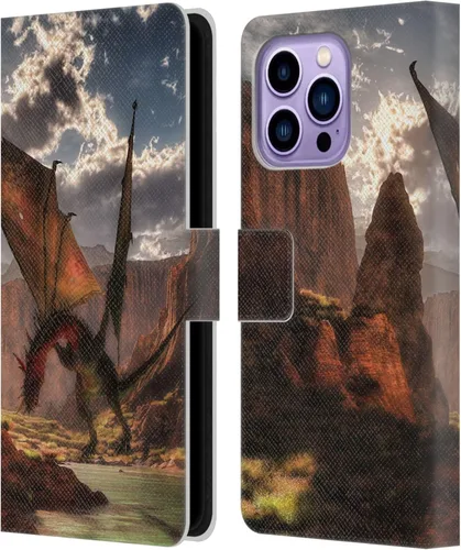 Vista 7 de Head Case Designs Officially Licensed Simone Gatterwe Alien Dungeon Dragons and Dungeons Leather Wallet Case Compatible with Apple iPhone 14 Pro Max