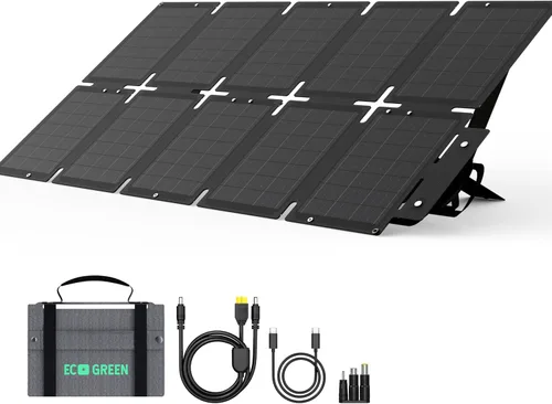 Vista 8 de Panel solar portátil de 60 W, monocristalino 24.8% panel solar plegable de alta eficiencia, puerto USB C, impermeable IP65 con soporte, panel solar