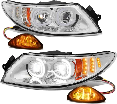 Vista 8 de Auto Dynasty Conjunto de faros delanteros de proyector DRL con halo LED completo compatible con International DuraStar 4000 8000 Series 3300 02-16