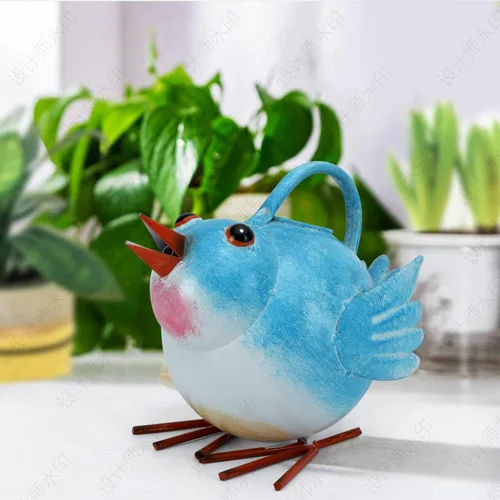Vista 8 de Regadera de metal linda de pájaro para plantas de interior/exterior, regadera pequeña funcional de jardín, regadera decorativa para plantas de casa