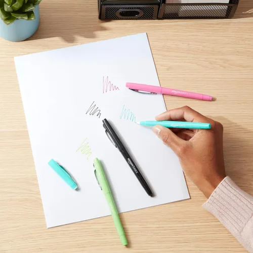 Vista 7 de Amazon Basics Rotuladores de punta de fieltro, versátiles para escribir, dibujar y diario, colores surtidos, paquete de 12