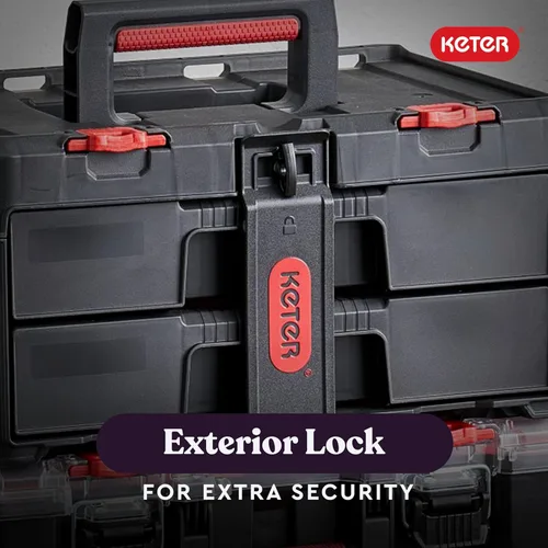 Vista 4 de Keter Stack-n-Roll - Caja de herramientas de dos cajones para piezas pequeñas y accesorios de herramientas eléctricas, se adapta al sistema modular
