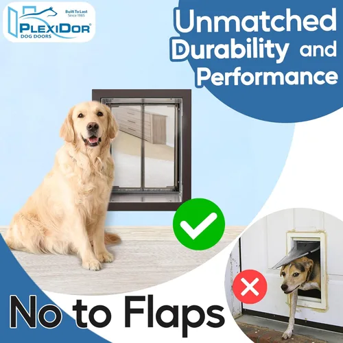 Vista 2 de PlexiDor Performance Pet Doors for Dogs and Cats - Puerta de pared para perros con cerradura y llave - Bronce, tamaño grande