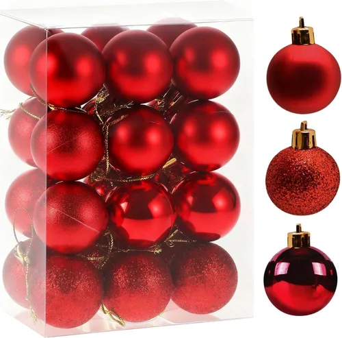 24 piezas de bolas de Navidad, 3 cm / 1.2" Bolas de Navidad, bolas de árbol de Navidad reutilizables, adornos de Navidad, bolas de Navidad