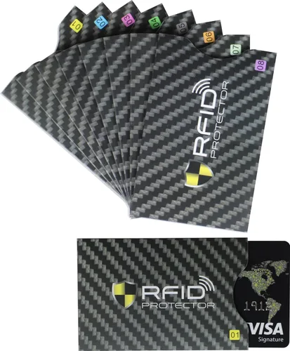 Juego de 8 fundas de bloqueo RFID, 8 protectores de tarjetas de crédito, protección contra robo de identidad, fundas seguras para hombres y mujeres,
