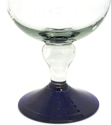 Vista 4 de Copas de agua con borde azul cobalto de 11 onzas (juego de 6), vidrio reciclado, sin plomo, sin toxinas (copa curvada de 11 onzas)