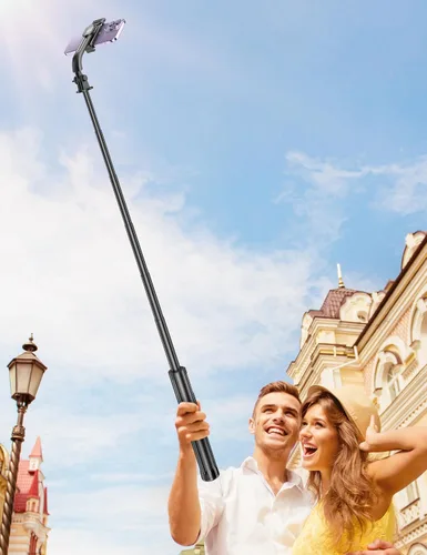 Vista 9 de Trípode de teléfono de 75 pulgadas y palo para selfie, soporte de trípode extensible para teléfono celular con control remoto inalámbrico y soporte