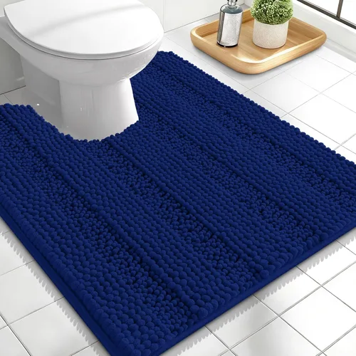 Vista 124 de OLANLY Alfombras de Baño Gruesas de 47 x 20 pulgadas, Extra Suaves Absorbentes de Chenilla a Rayas, Respaldo de Goma, Lavables y Secables a Máquina