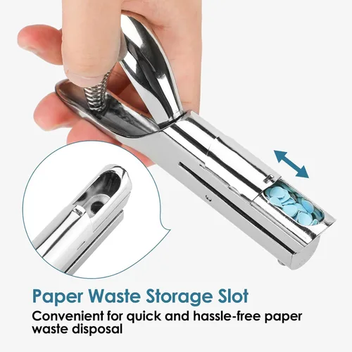 Vista 4 de MROCO Perforadora de un solo agujero de 1/4", Perforadora manual para manualidades y papel, perforadora resistente para tarjetas de papel, plástico