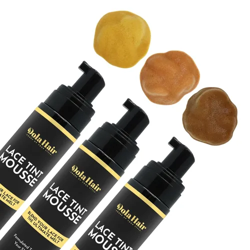 Vista 2 de Dolahair Melt Lace Tint Mousse y spray para pelucas de color castaño medio, espuma para pelucas frontales de encaje