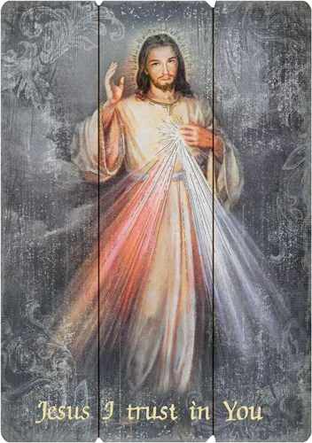 Letrero inspirador de palet de madera, grande, Divine Mercy