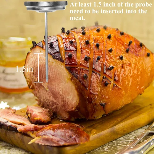 Vista 6 de Termómetro de carne apto para horno, 2 piezas aptas para lavavajillas, termómetros de carne para cocinar y asar, termómetro de cocción de acero
