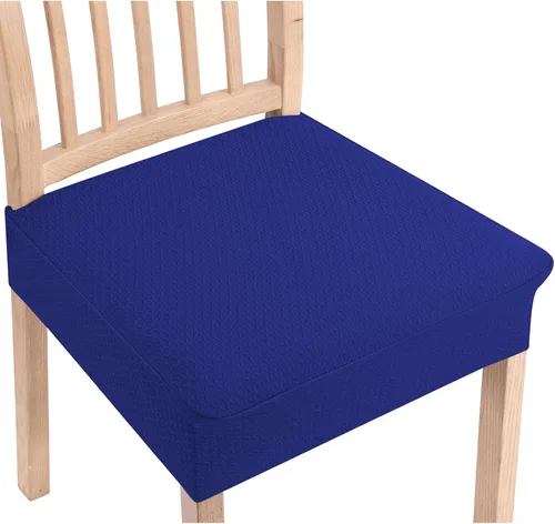 Vista 24 de Smiry Juego de 2 fundas de asiento elásticas de jacquard para sillas de comedor, extraíbles y lavables, sin fundas traseras, color aguamarina
