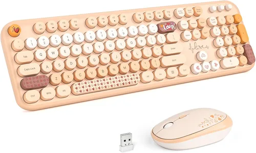 Vista 18 de MOFII Combo de teclado y mouse inalámbricos 2.4 Ghz, no pierden el enlace, estilo retro, teclas redondas, compatible con PC de escritorio y laptop
