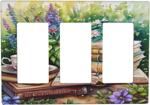 Vista 14 de Cubiertas decorativas para interruptor de luz de arte BOHO, figura abstracta de 1 gang, salida basculante, placa frontal decorativa del interruptor