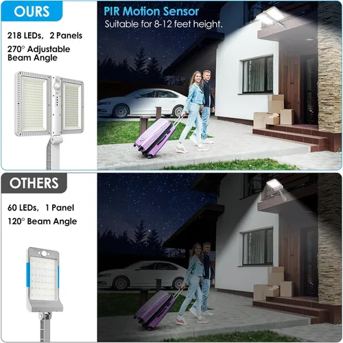Vista 2 de ropelux Luces Solares para Exteriores, 6000LM Luces para Exteriores con Sensor de Movimiento Paneles Solares Dobles Grandes, IP65 Resistente al Agua