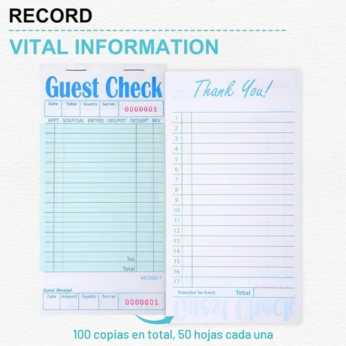 Vista 4 de Nuanchu - Paquete de 100 cheques de invitados para servidores a granel Azul