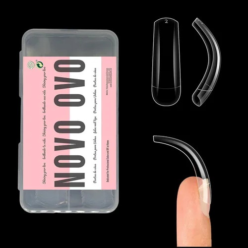 Vista 11 de NOVO OVO Halloween 500 piezas Puntas de uñas postizas curvas Hawk transparentes extra súper extremas de curva profunda y media, puntas de garra