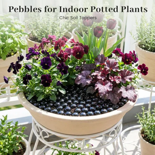 Vista 7 de FUTUREPLUSX Canicas de vidrio plano negro de 1 libra, relleno de jarrón de guijarros de vidrio, cuentas oscuras, pecera, gema decorativa para mesa