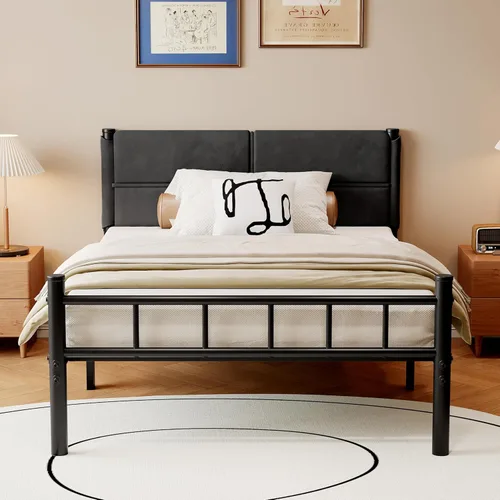 Vista 16 de Base de cama metálica, base de cama tamaño individual de 14 pulgadas con espacio de almacenamiento, base de colchón resistente y de trabajo pesado