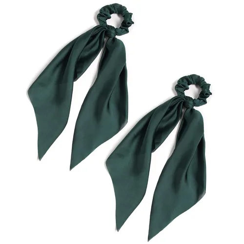 Vista 14 de Coleteros para el cabello para mujer, bufanda LFOUVRE Scrunchies, 2 piezas de bufandas anudadas para niñas, bufanda de satén sedoso, banda elástica