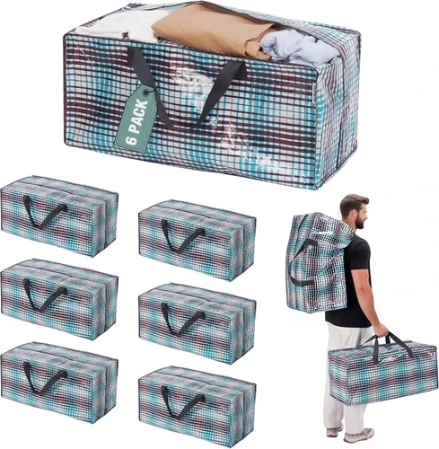 Vista 29 de WORKPRO 1 paquete de bolsas de mudanza extra grandes con cremalleras y asas de transporte, correas de mochila, bolsa de almacenamiento resistente