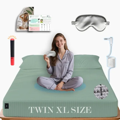 Vista 28 de Ali King Sábanas de Conexión a Tierra - Tamaño Individual, Algodón Suave con Fibra de Plata, Bolsillo Profundo de 15 Pulgadas, Sábanas Ajustables