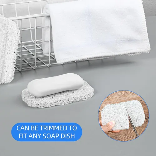 Vista 5 de 4 piezas de almohadillas de jabonera blancas transparentes, almohadilla elevadora de jabón sin BPA para jabón de barra, almohadillas de ahorro