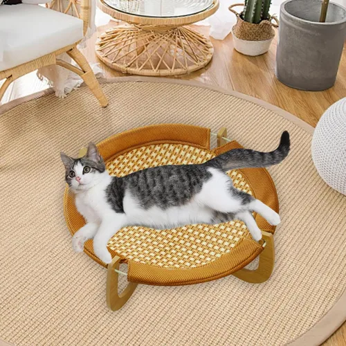 Vista 2 de Wooden Bed Sleeping Couch Elevated Dogs Bed Breathable Cat Bed for Bunny