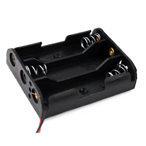Vista 64 de 10 piezas de portapilas AA de 1 celda con tapa/interruptor de encendido/apagado/cables conductores, 1 caja de batería AA para producción