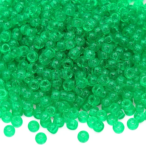 Vista 20 de 1000Pcs Cuentas de Pony 9mm Verde Plástico Barril Cuentas de Pony para Collar, Cuentas de Pelo para Trenzas, Cadena de Llavero, Fabricación