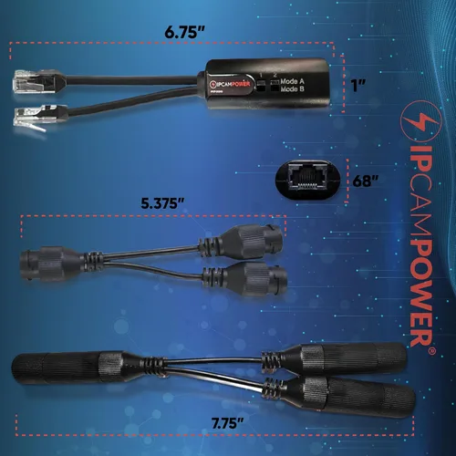 Vista 3 de POE Combinador Divisor Adaptador, Ejecuta 2 Cámaras IP en 1 Cable, Funciona en Todos los Interruptores POE, POE NVR y Cámaras POE, Compatible