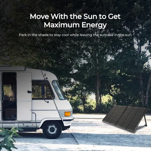Vista 2 de Renogy - Panel solar portátil de 100 vatios y 12 voltios con controlador de carga impermeable de 20 A, maletín solar plegable de 100 W con soporte