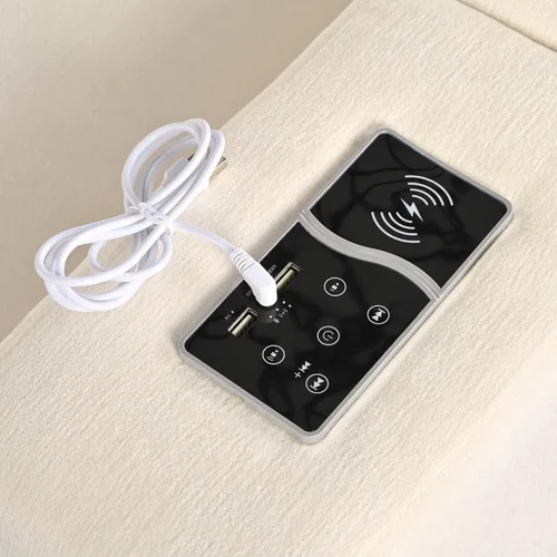 Vista 8 de Juego de sofá modular de 4 plazas con puertos de carga USB, sofá modular tapizado con carga inalámbrica, sofá seccional para sala de estar