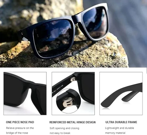 Vista 5 de MAXJULI Gafas de sol polarizadas para hombres y mujeres, gafas de sol rectangulares con protección UV 8806