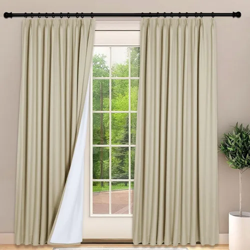 Vista 21 de Frelement Cortinas 100% opacas con forro térmico, cortinas de lino para decoración de Navidad, cortinas plisadas con aislamiento térmico