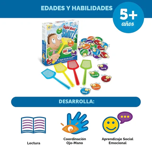 Vista 5 de Learning Resources Sight Word Swat Un juego de palabras de uso común - Tarjetas didácticas de fonética, juegos de mesa para niños, ortografía