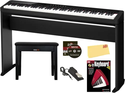 Vista 19 de Casio PX-S1100 Privia Piano Digital Negro - Paquete con Soporte Ajustable, Banco, Pedal de Sustain, Libro de Instrucciones, Lecciones en Línea, DVD