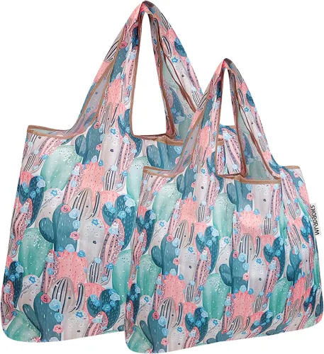 Vista 8 de allydrew Large & Small Foldable Tote Nylon Reusable Grocery Bags, Set of 2