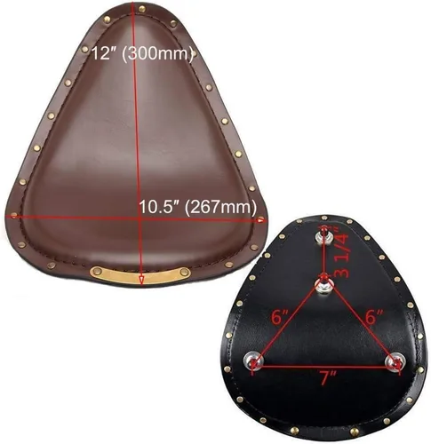 Vista 3 de Asiento Individual de Motocicleta Marrón de 3 Pulgadas con Remaches y Resorte con Placa Base, Kit de Montaje de 3 Pulgadas Compatible con Harley