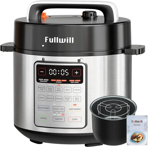 Vista 15 de Fullwill Olla de Presión Eléctrica Lite, Olla de Cocción Lenta, Arroz, Salteado, Calentador, Olla Antiadherente de 3 Cuartos de Galón