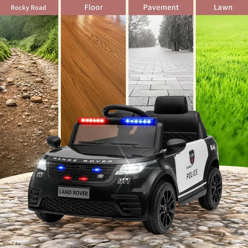 Vista 8 de Vehículo de policía eléctrico Land Rover de 12 V con control remoto Negro