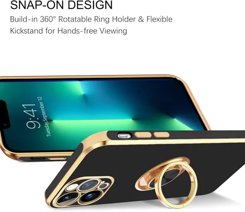 Vista 7 de BENTOBEN Funda para iPhone 13 Pro, iPhone 13 Pro, ajuste delgado, soporte de anillo de 360°, atril, soporte magnético para automóvil, soporte