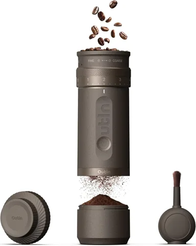 OutIn Fino - Molinillo de café eléctrico portátil, molinillo de granos de café ajustable con 28 ajustes de molienda precisos, molinillo de café de